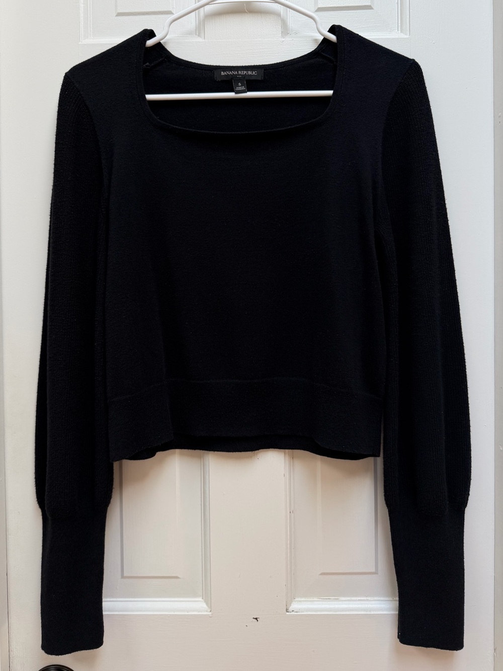 Banana Republic Black Square-Neck Knit Sweater